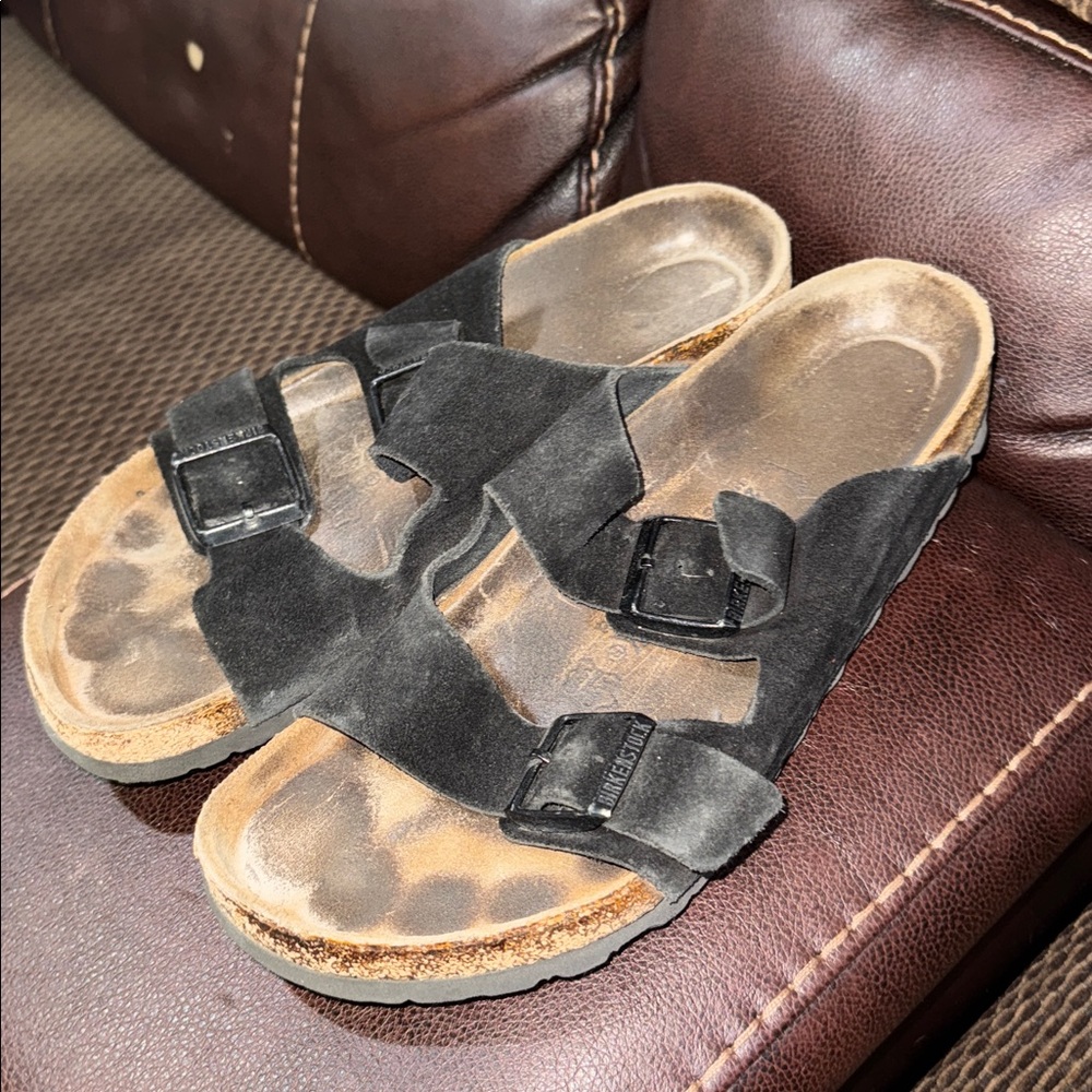 Birkenstock Men's Black Suede Dual Strap Sandals